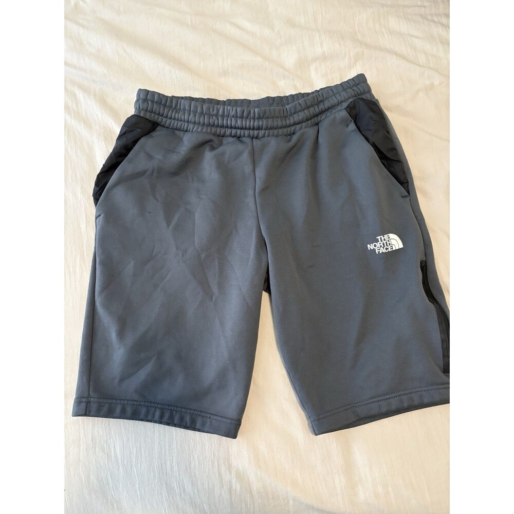 The North Face Men's Gray Fleece Athletic Shorts Drawstring Pockets Logo
